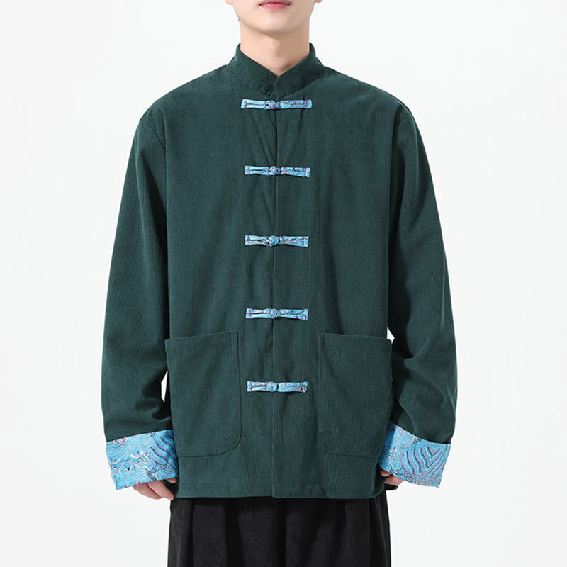 Textured Cotton Corduroy Tang Stand-Collar Grounding Jacket