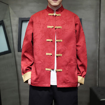 Textured Jacquard Cotton Stand-Collar Mindful Men's Jacket