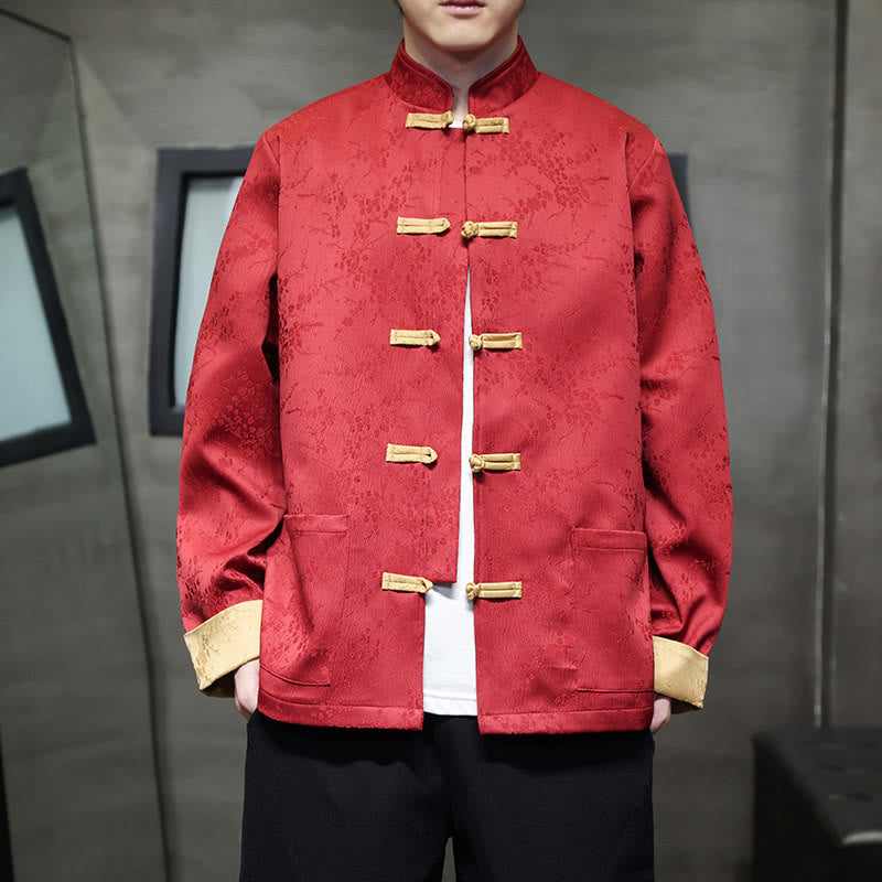 Textured Jacquard Cotton Stand-Collar Mindful Men's Jacket