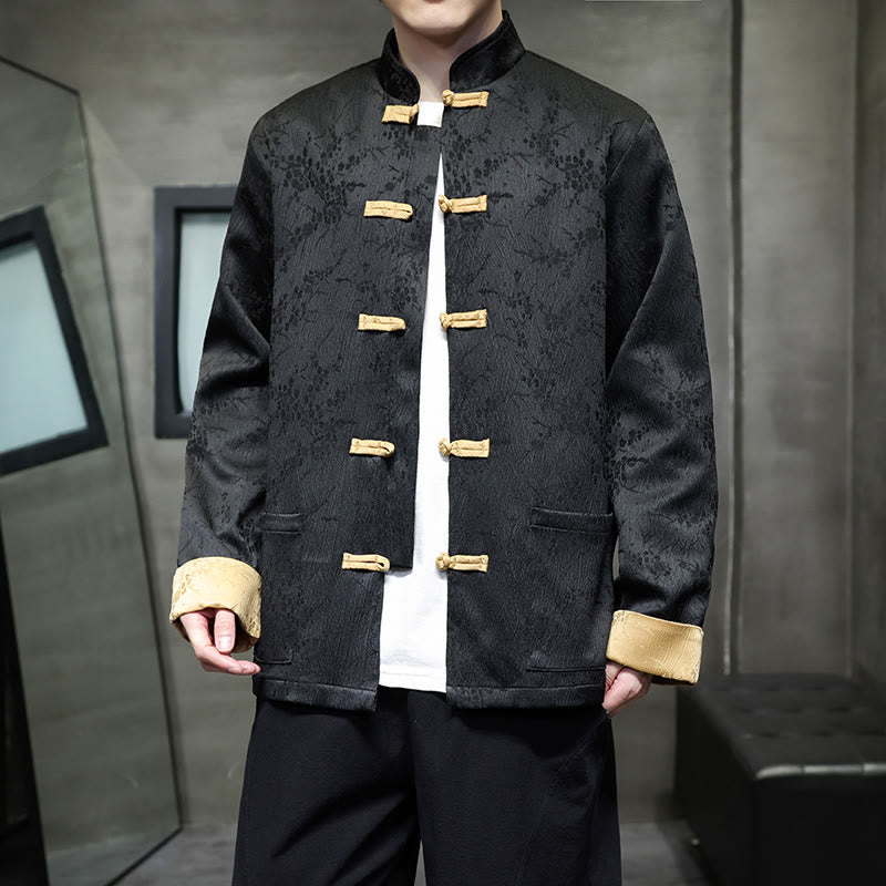 Textured Jacquard Cotton Stand-Collar Mindful Men's Jacket