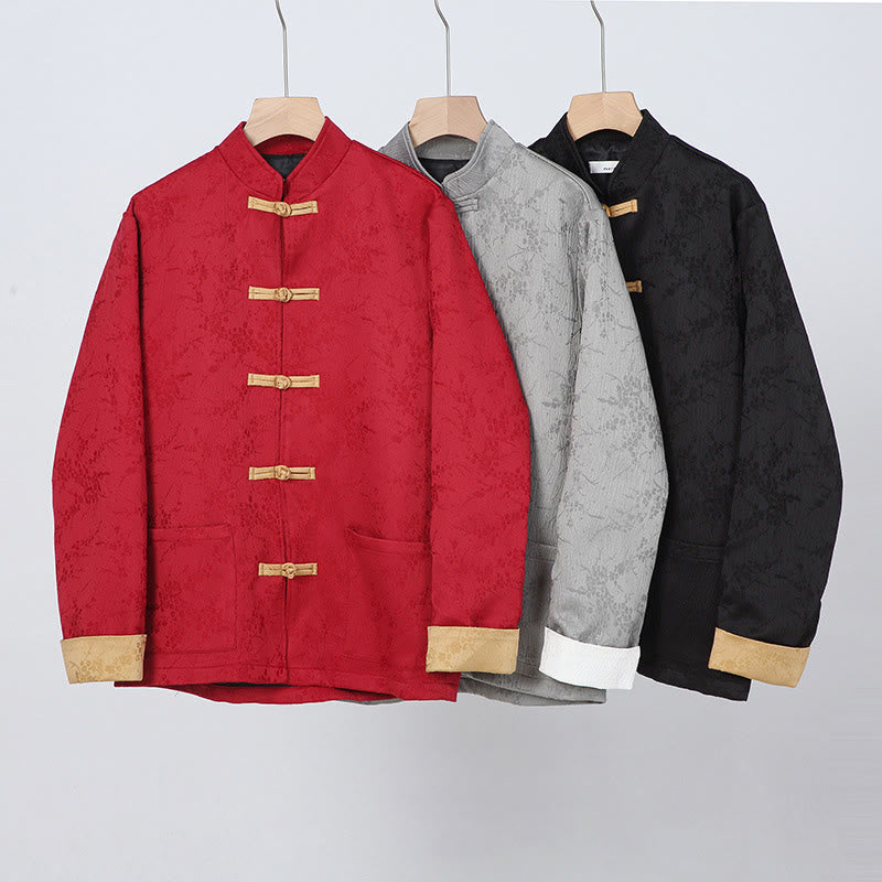 Textured Jacquard Cotton Stand-Collar Mindful Men's Jacket