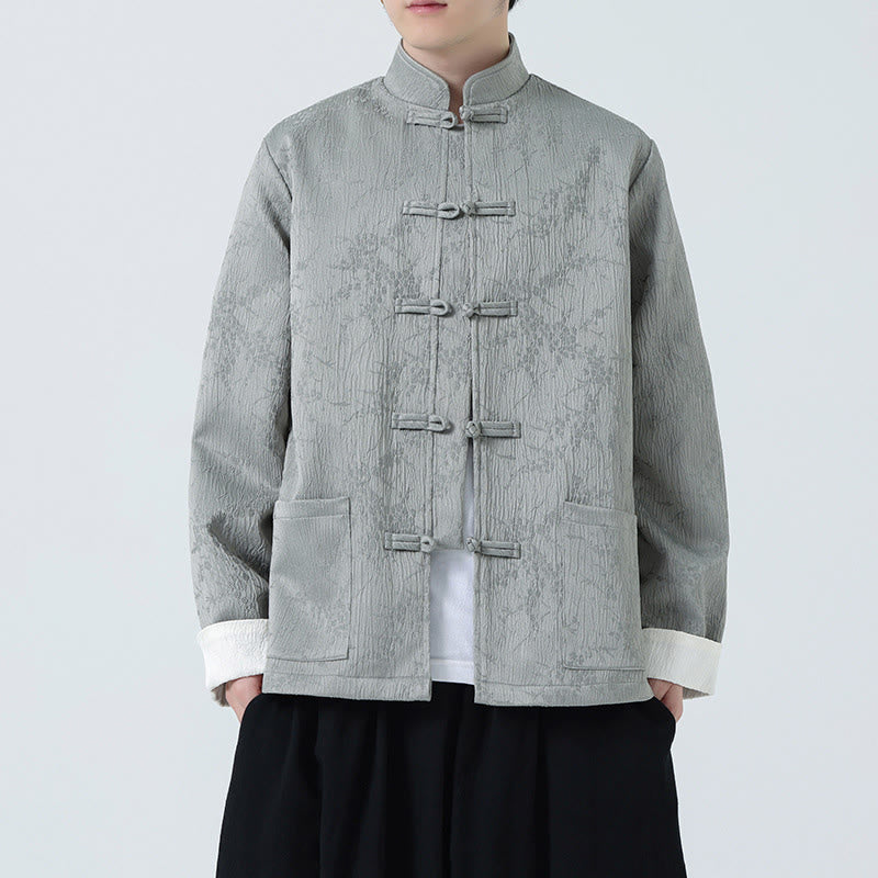 Textured Jacquard Cotton Stand-Collar Mindful Men's Jacket