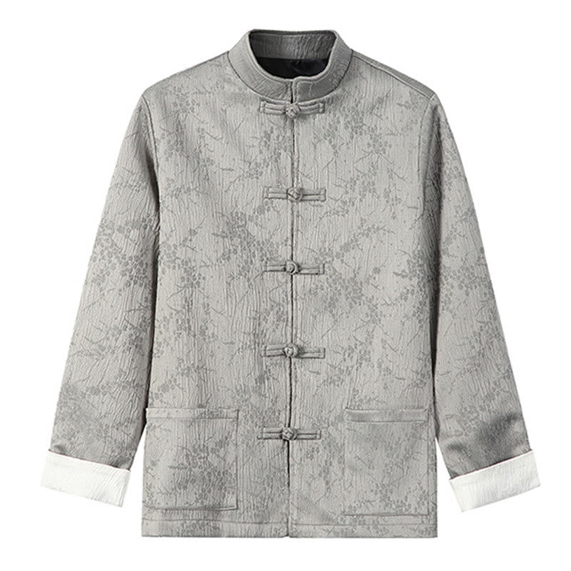 Textured Jacquard Cotton Stand-Collar Mindful Men's Jacket