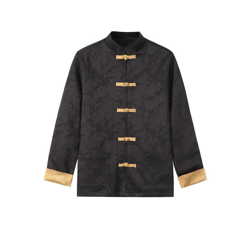 Textured Jacquard Cotton Stand-Collar Mindful Men's Jacket