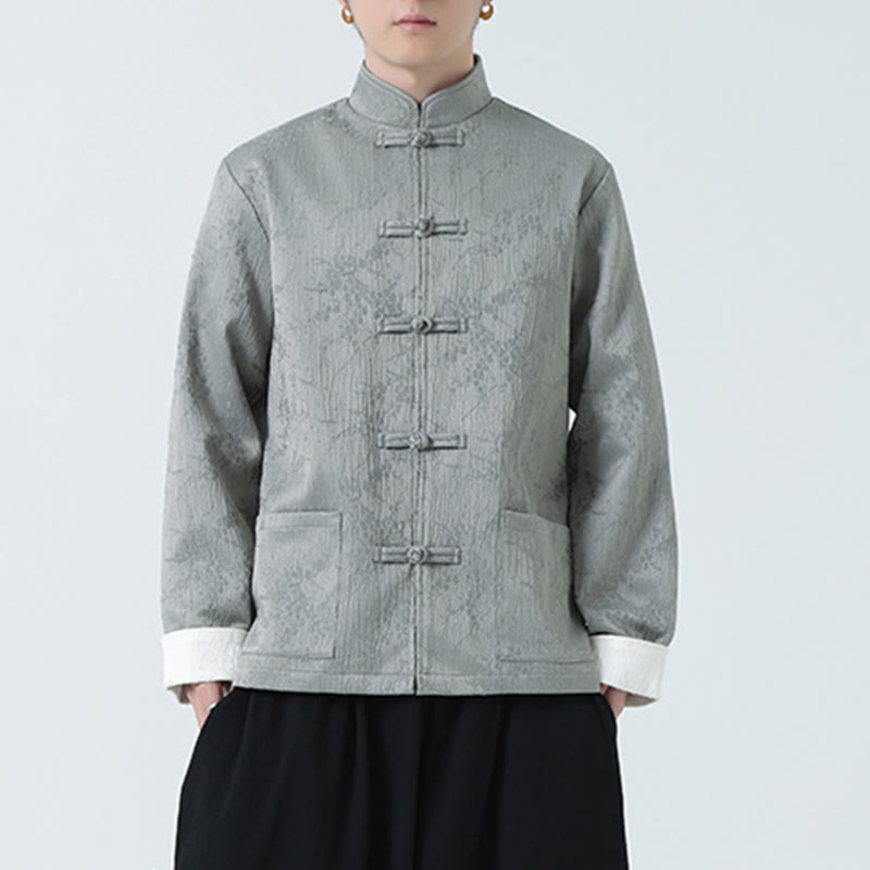 Textured Jacquard Cotton Stand-Collar Mindful Men's Jacket