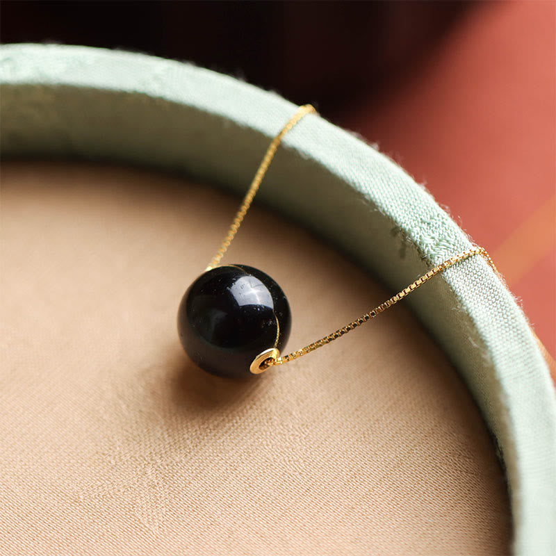 925 Sterling Silver Amber Round Bead Confidence Focus Pendant Necklace