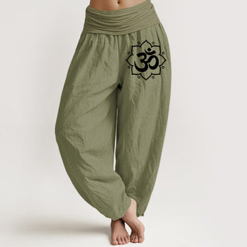 Pure Cotton Elastic-Waist Mandala Meditation Harem Pants