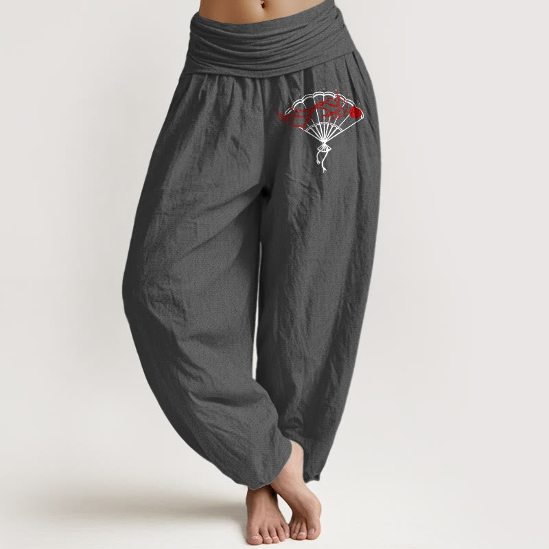 Breathable Cotton Graphic Print Meditation Harem Pants