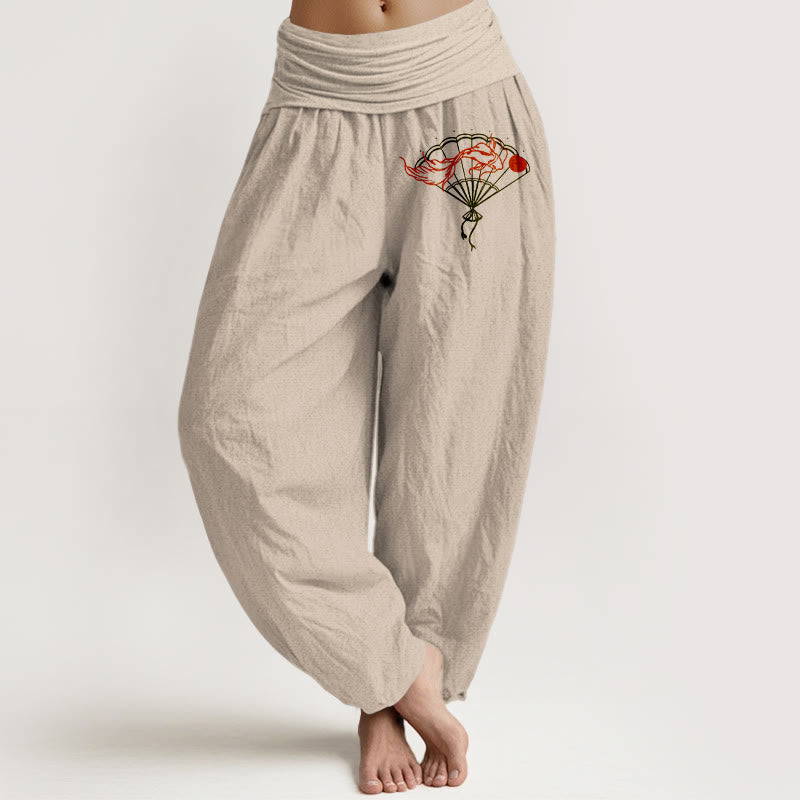 Breathable Cotton Graphic Print Meditation Harem Pants