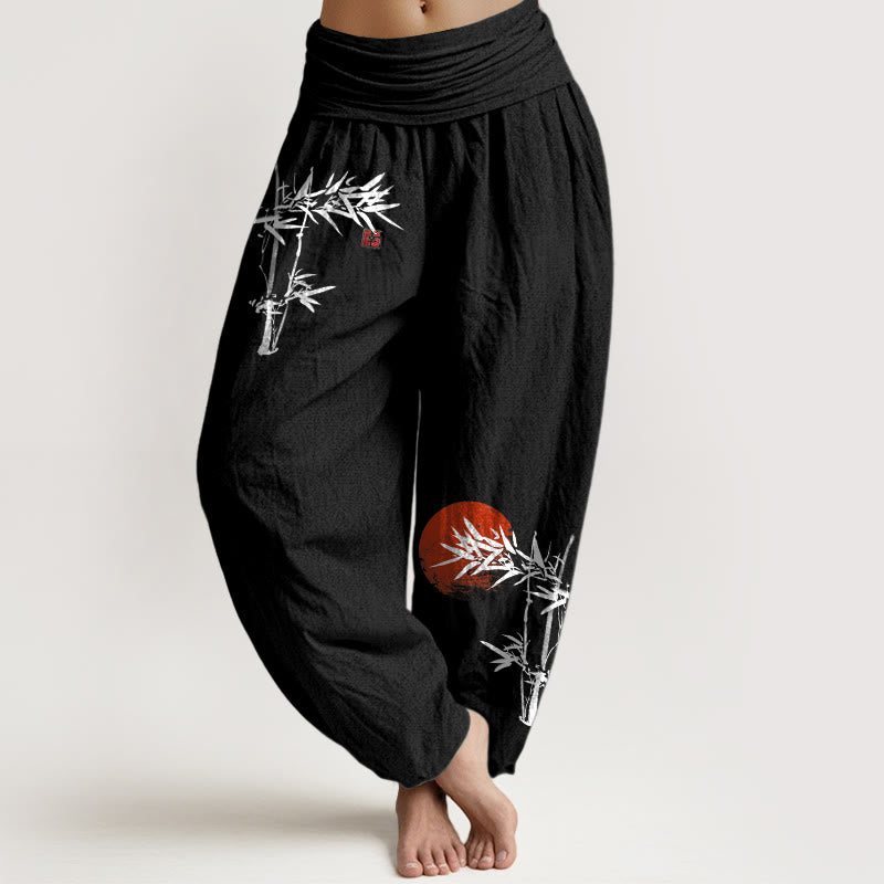 Pure Cotton Bamboo Print Harem Meditation Pants