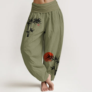 Pure Cotton Bamboo Print Harem Meditation Pants