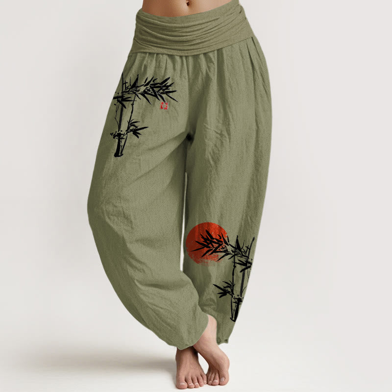 Pure Cotton Bamboo Print Harem Meditation Pants