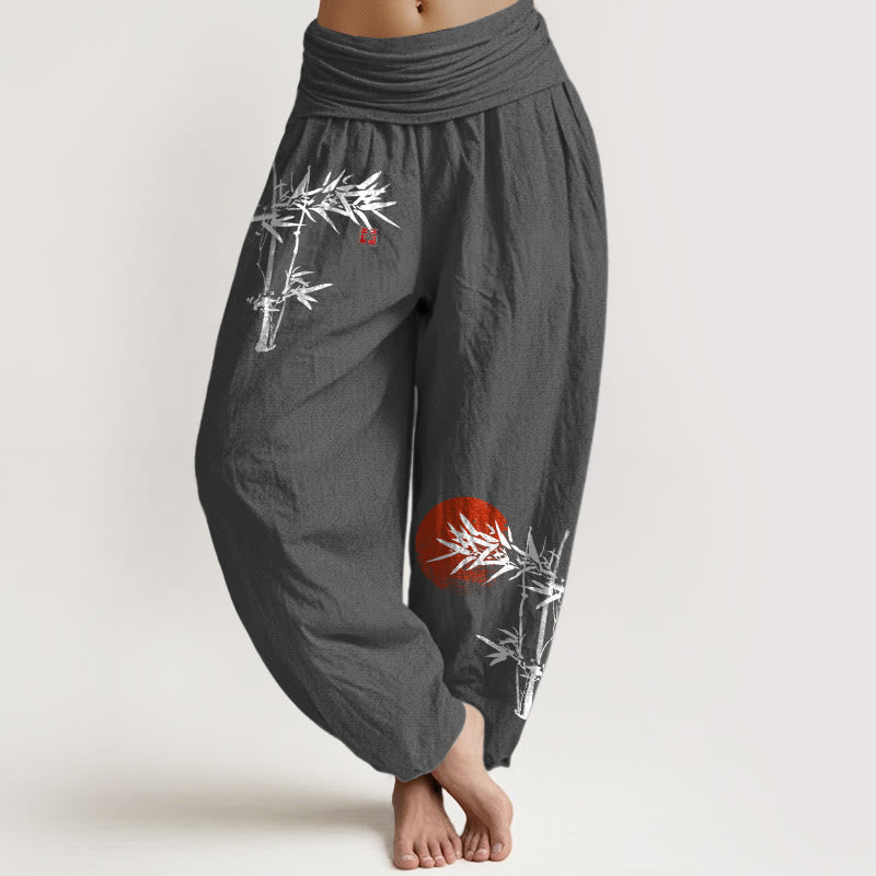 Pure Cotton Bamboo Print Harem Meditation Pants