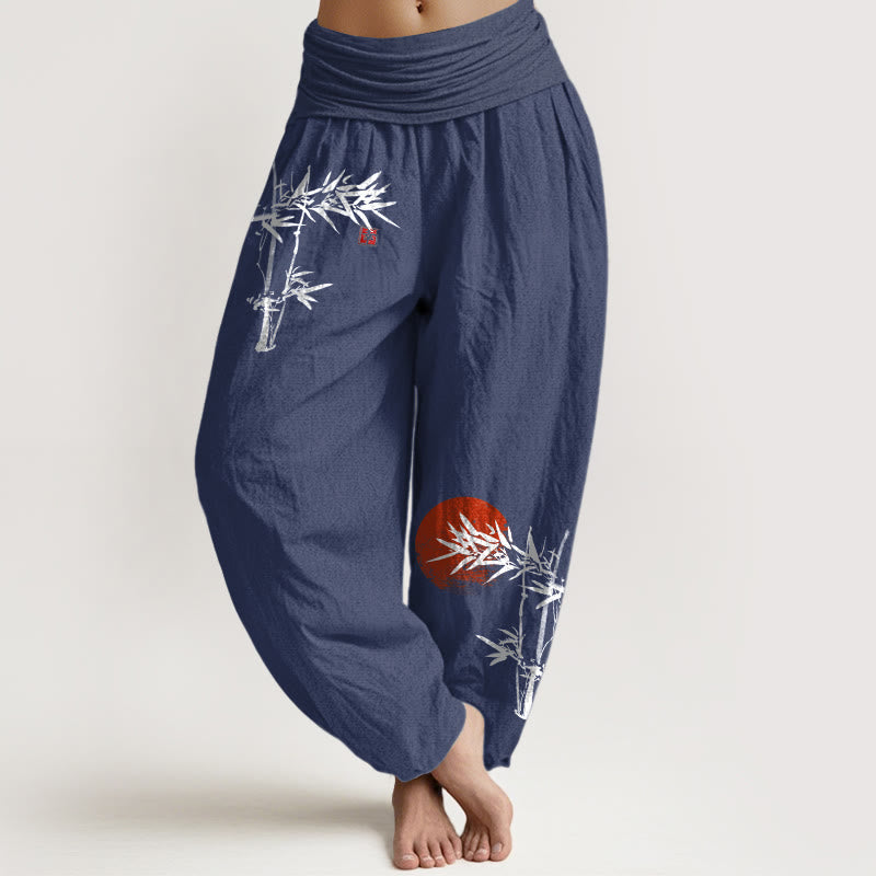 Pure Cotton Bamboo Print Harem Meditation Pants