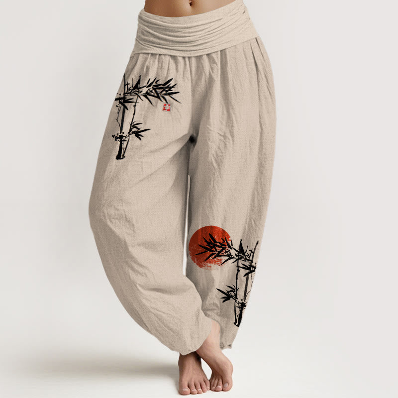 Pure Cotton Bamboo Print Harem Meditation Pants