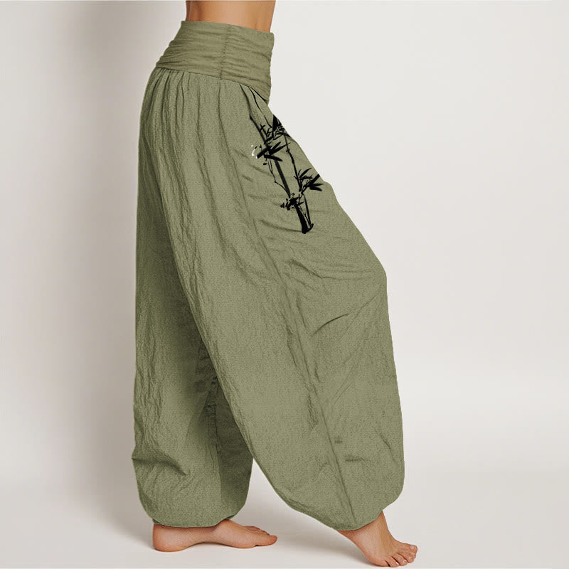 Pure Cotton Bamboo Print Harem Meditation Pants