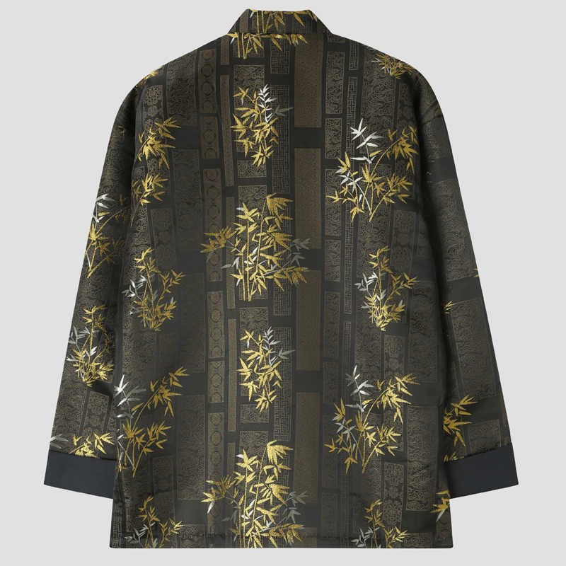 Bamboo Jacquard Stand-Collar Meditation Jacket for Men