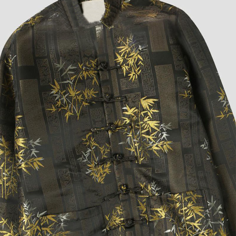 Bamboo Jacquard Stand-Collar Meditation Jacket for Men