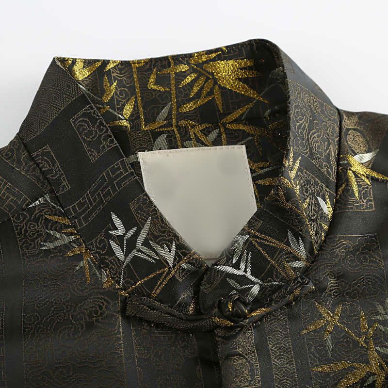 Bamboo Jacquard Stand-Collar Meditation Jacket for Men