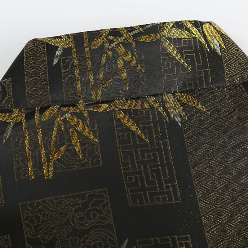 Bamboo Jacquard Stand-Collar Meditation Jacket for Men