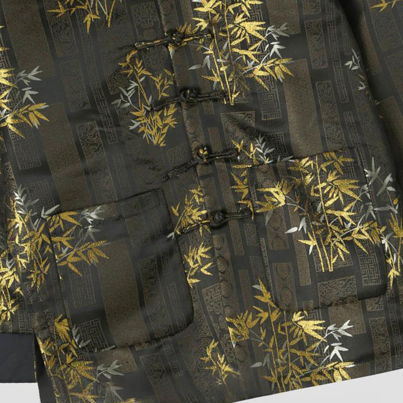 Bamboo Jacquard Stand-Collar Meditation Jacket for Men