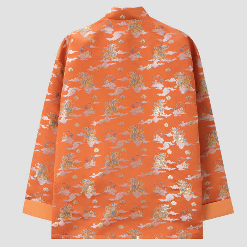 Men's Lightweight Cloud-Motif Frog-Button Meditation Jacket