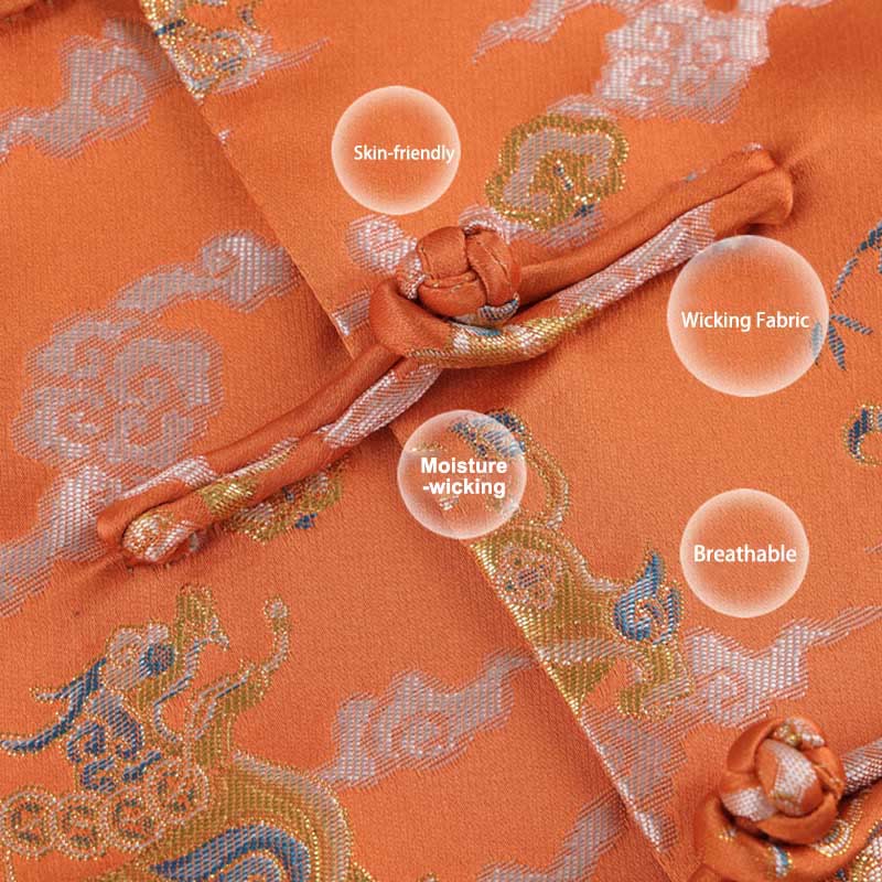 Men's Lightweight Cloud-Motif Frog-Button Meditation Jacket