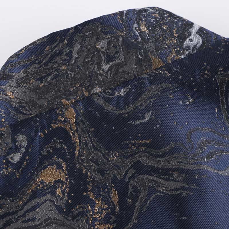 Lightweight Blue Landscape Stand-Collar Men's Meditation Jacket