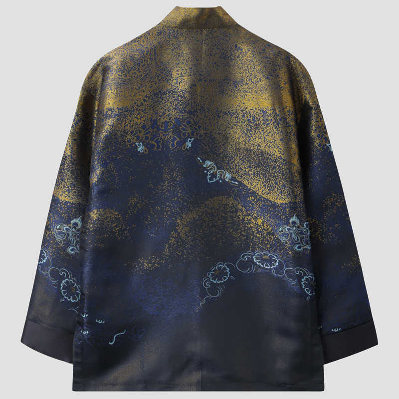 Tactile Stand-Collar Frog-Button Mindful Men's Jacket