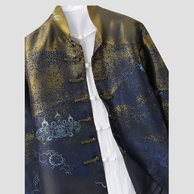 Tactile Stand-Collar Frog-Button Mindful Men's Jacket