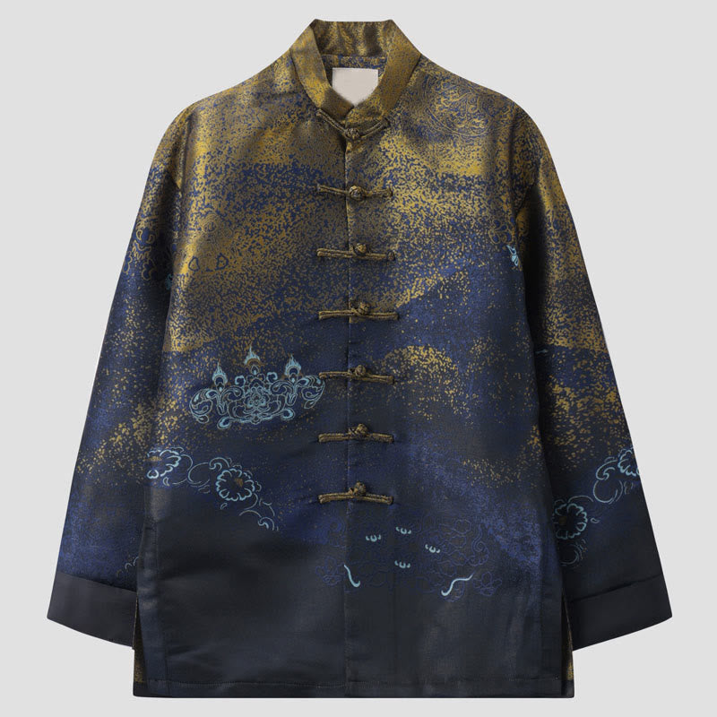 Tactile Stand-Collar Frog-Button Mindful Men's Jacket