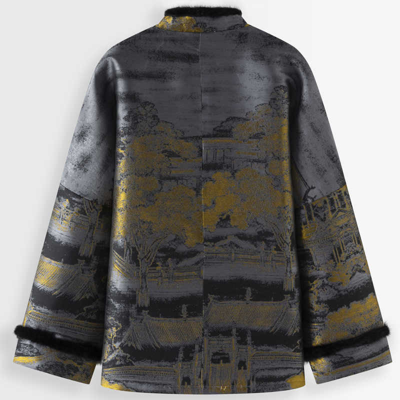 Thick Cotton Stand Collar Frog-Button Meditation Jacket for Men