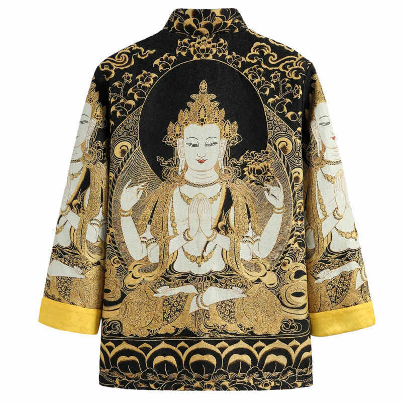 Breathable Frog-Button Stand Collar Mindful Meditation Jacket