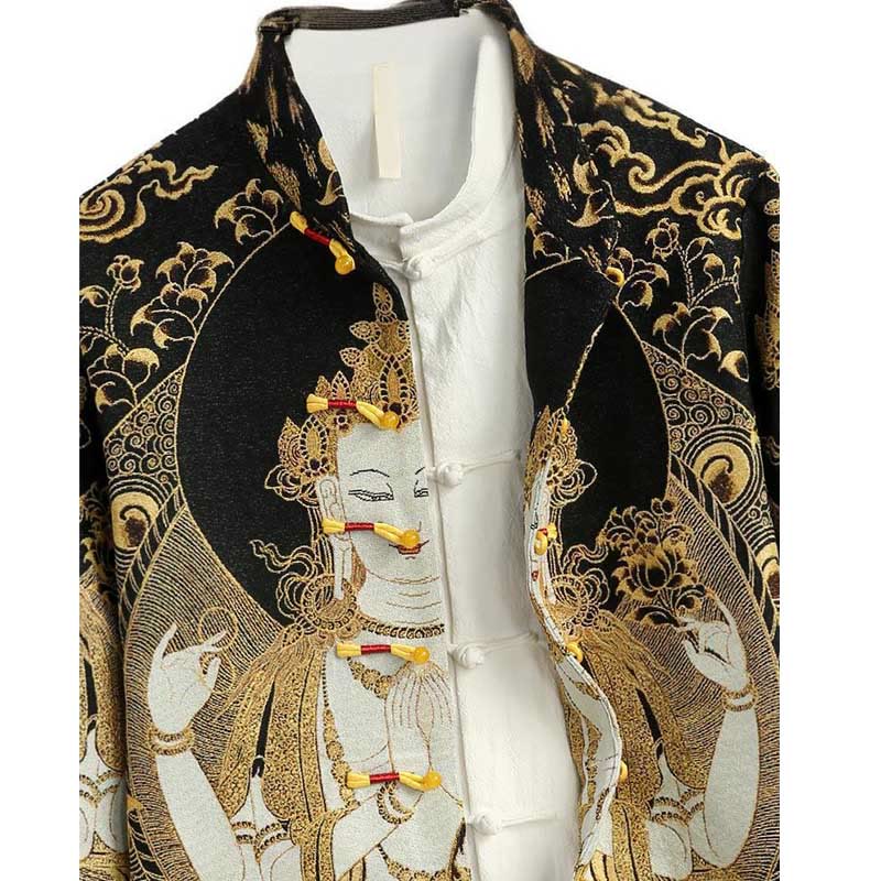 Breathable Frog-Button Stand Collar Mindful Meditation Jacket