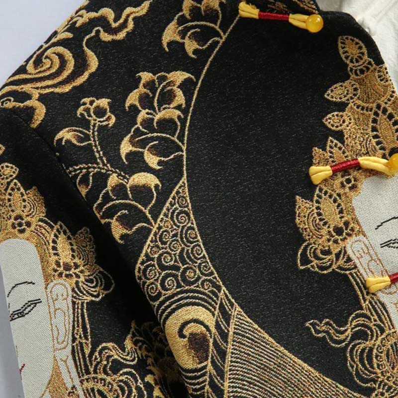 Breathable Frog-Button Stand Collar Mindful Meditation Jacket