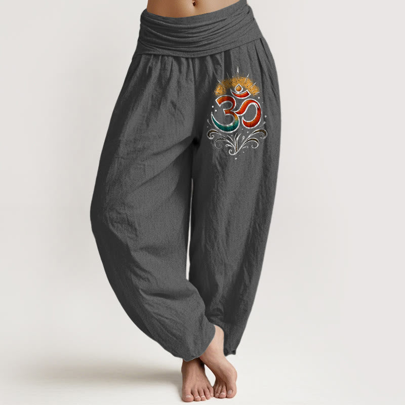 Cotton Om Print Breathable Meditation Harem Pants