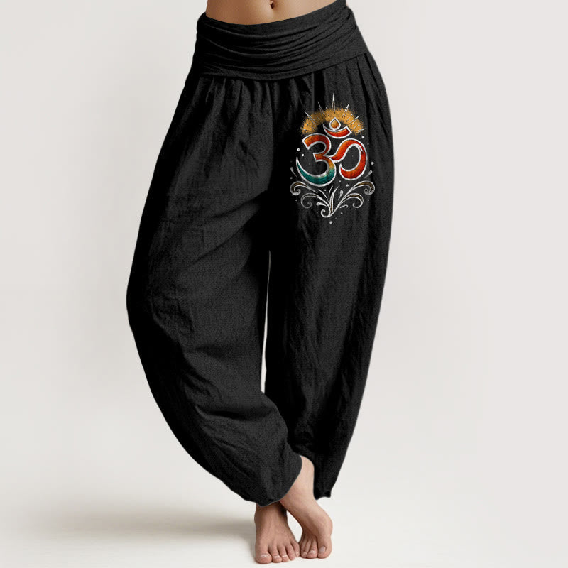 Cotton Om Print Breathable Meditation Harem Pants