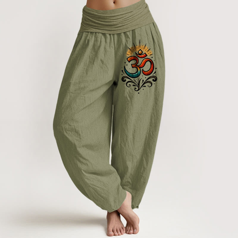 Cotton Om Print Breathable Meditation Harem Pants