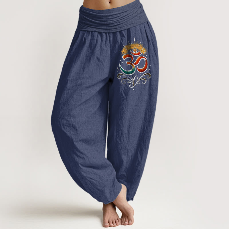 Cotton Om Print Breathable Meditation Harem Pants