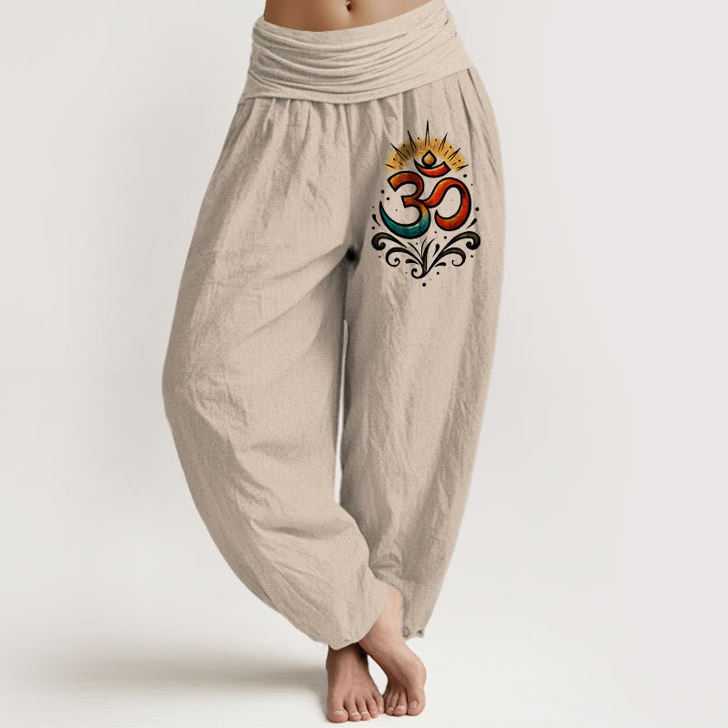 Cotton Om Print Breathable Meditation Harem Pants