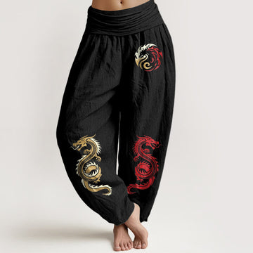 Pure Cotton Pleated Waist Totem Meditation Harem Pants