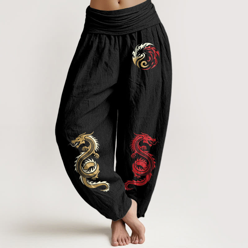 Pure Cotton Pleated Waist Totem Meditation Harem Pants