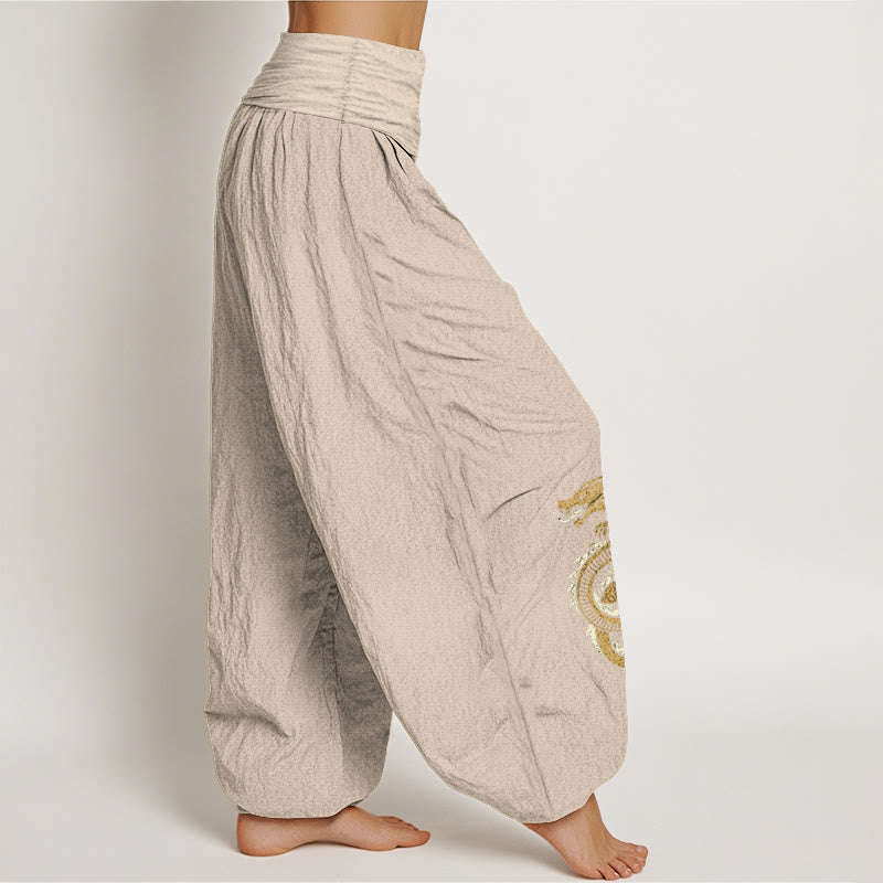 Pure Cotton Pleated Waist Totem Meditation Harem Pants