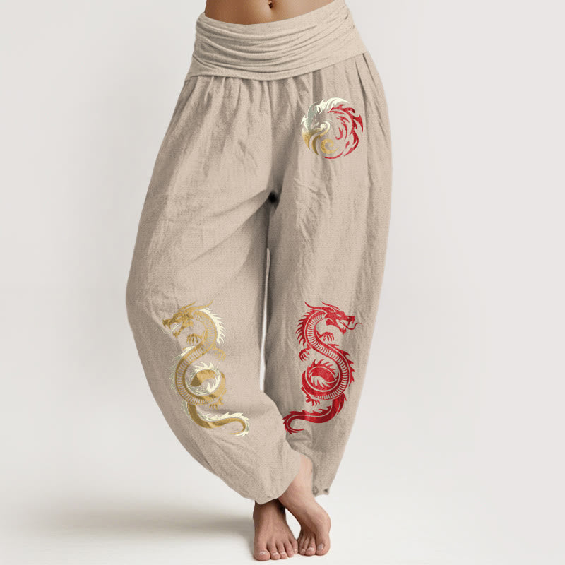 Pure Cotton Pleated Waist Totem Meditation Harem Pants