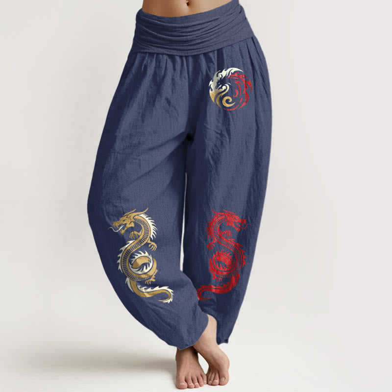 Pure Cotton Pleated Waist Totem Meditation Harem Pants