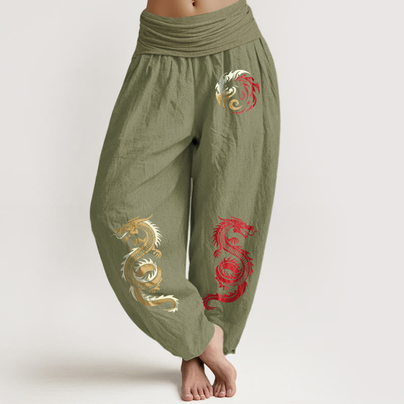Pure Cotton Pleated Waist Totem Meditation Harem Pants