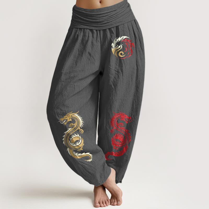 Pure Cotton Pleated Waist Totem Meditation Harem Pants