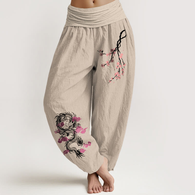 Artisanal Cotton Cloud Print Mindful Movement Harem Pants