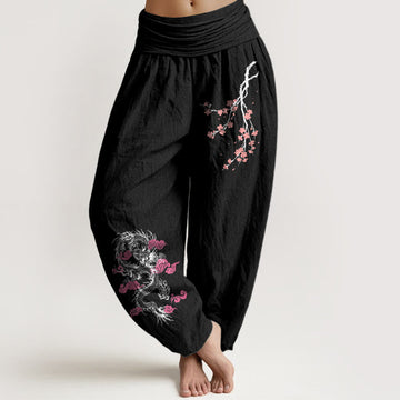 Artisanal Cotton Cloud Print Mindful Movement Harem Pants