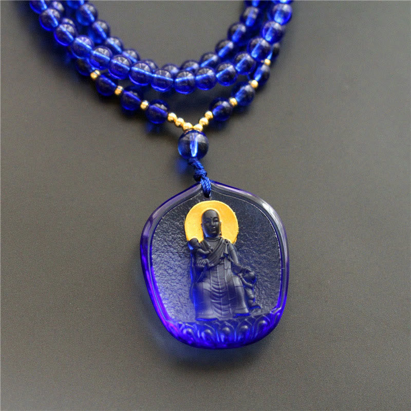 Tibetan Buddha Liuli Crystal Ksitigarbha Bodhisattva Serenity Necklace Pendant